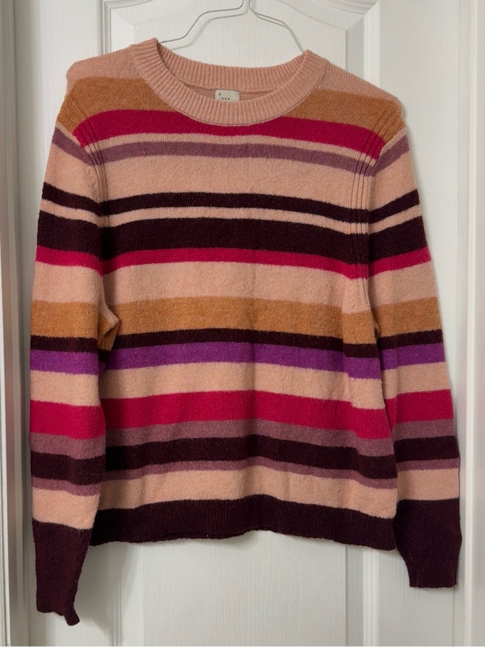 A new day pink multicolor striped crewneck pullover sweater Size XL